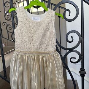 The Children's Place Shimmering Gold and Cream Dress